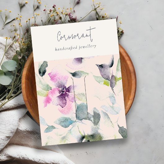 Pink Lila Blumenschrift Button Holdem Visitenkarte