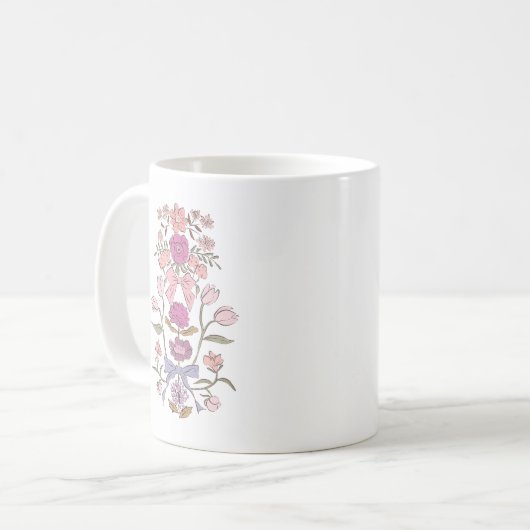 Pink Lila Boho Floral Ribbon Kaffeetasse (Vorderseite Links)