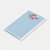 Pink Lila Boho Florals White Monogram Post-it Klebezettel (angewinkelt)