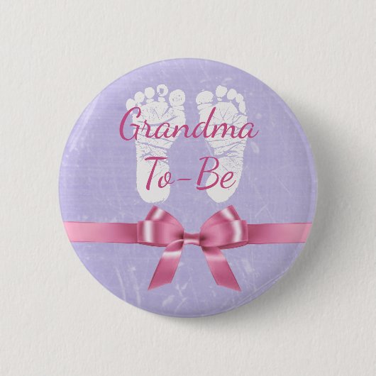 Pink & Lila Bow Oma zum Baby Showknopf Button (Vorderseite)