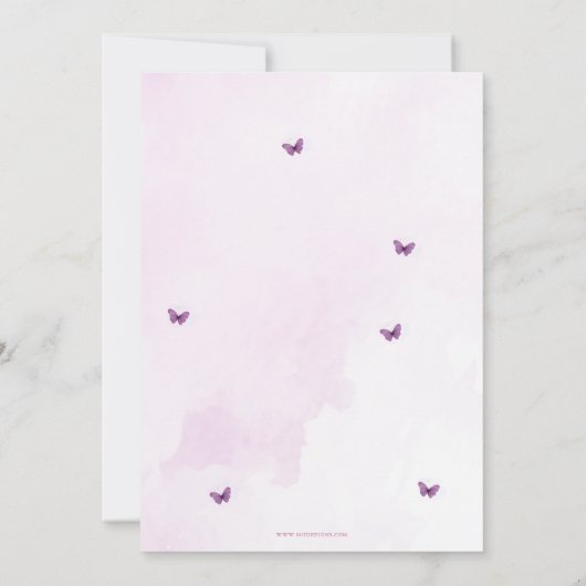 Pink Lila Butterflies Graduation Party Einladung (Rückseite)
