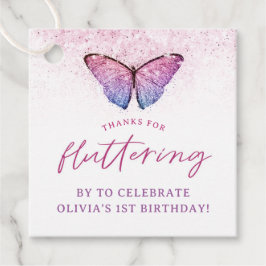 Pink Lila Butterfly 1. Geburtstag Vielen Dank Geschenkanhänger