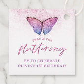 Pink Lila Butterfly 1. Geburtstag Vielen Dank Geschenkanhänger (Rückseite)