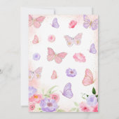 Pink Lila Butterfly Baby Dusche Einladung (Rückseite)