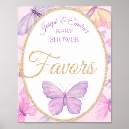 Pink & Lila Butterfly Baby Duschfavoriten Poster