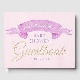 Pink & Lila Butterfly Baby Showbook Gästebuch