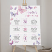 Pink Lila Butterfly First Birthday Meilenstein Poster