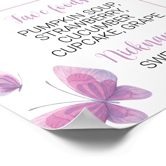 Pink Lila Butterfly First Birthday Meilenstein Poster (Ecke)