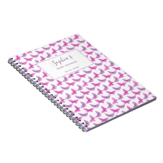 Pink Lila Butterfly Guestbook Notizblock (Rechte Seite)