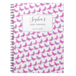 Pink Lila Butterfly Guestbook Notizblock
