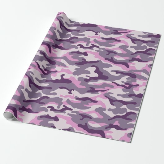 Pink Lila Camouflage Style Geschenkpapier (Ungerollt)