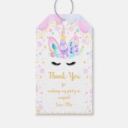 Pink & Lila Cloud Unicorn Geschenketiketten Geschenkanhänger (Vorderseite)