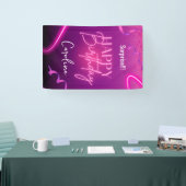Pink Lila Confetti Neon Überraschung Geburtstag gl Banner (Messe)