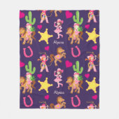 Pink Lila Cowgirl Pattern Kinder Fleecedecke (Vorderseite)