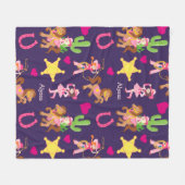 Pink Lila Cowgirl Pattern Kinder Fleecedecke (Vorderseite (Horizontal))