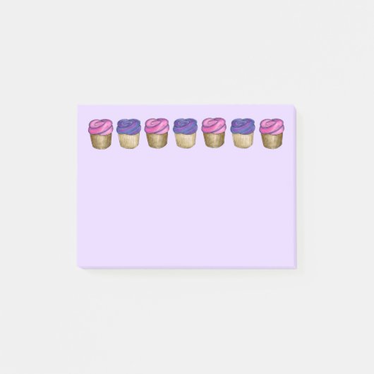 Pink Lila Cupcake Cupcakes Feinschmecker Post Post-it Klebezettel (Vorderseite)