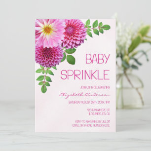 Pink Lila Dahlia Girl Baby Sprinkle Einladung