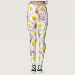 Pink Lila Daisy Blume Pattern Leggings