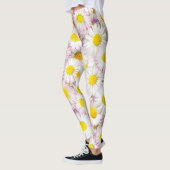 Pink Lila Daisy Blume Pattern Leggings (Links)
