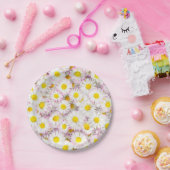 Pink Lila Daisy Blume Pattern Pappteller (Party)