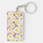 Pink Lila Daisy Blume Pattern Schlüsselanhänger (Rückseite)