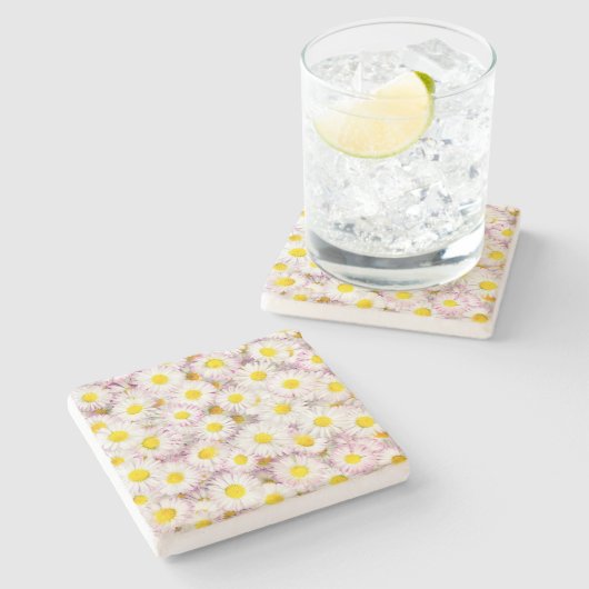 Pink Lila Daisy Blume Pattern Steinuntersetzer (Seitenansicht)