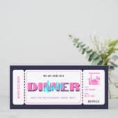 Pink Lila Dinner Date Gutschein Ticket (Stehend Vorderseite)