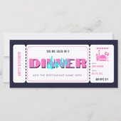 Pink Lila Dinner Date Gutschein Ticket (Vorderseite)