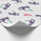 Pink Lila Dinosaur Happy Birthday Geschenkpapier (Ecke)