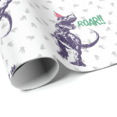 Pink Lila Dinosaur Happy Birthday Geschenkpapier (Rolleneckpunkt)