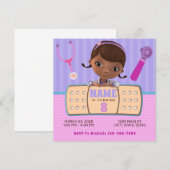 Pink Lila Doc Stuffins Geburtstag Einladung (Vorne/Hinten)