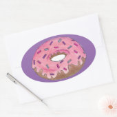 Pink Lila Donut Doughnut Sprinkles Junk Food Ovaler Aufkleber (Umschlag)