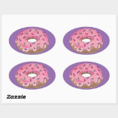 Pink Lila Donut Doughnut Sprinkles Junk Food Ovaler Aufkleber (Blatt)