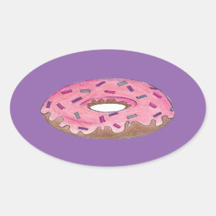 Pink Lila Donut Doughnut Sprinkles Junk Food Ovaler Aufkleber