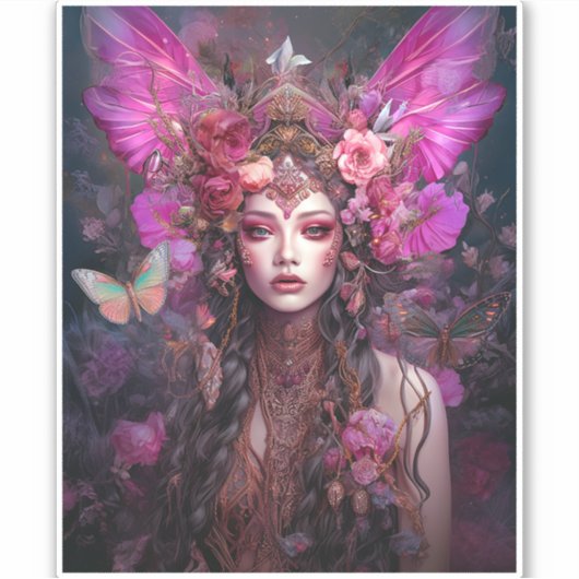 Pink Lila Fairy Queen Fantasy Art Aufkleber (Vorderseite)