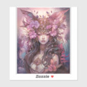 Pink Lila Fairy Queen Fantasy Art Aufkleber (Blatt)