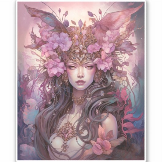 Pink Lila Fairy Queen Fantasy Art Aufkleber (Vorderseite)