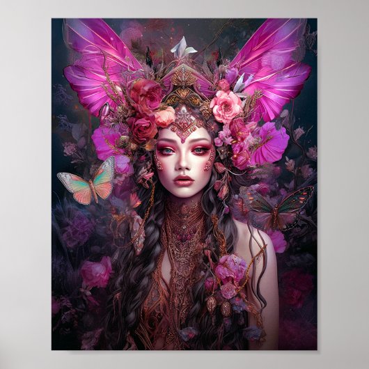 Pink Lila Fairy Queen Fantasy Art Poster (Vorne)