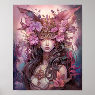 Pink Lila Fairy Queen Fantasy Art Poster