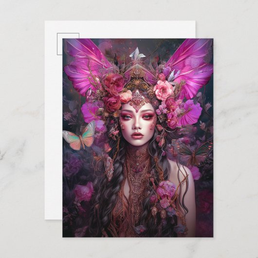 Pink Lila Fairy Queen Fantasy Art Postkarte (Vorne/Hinten)