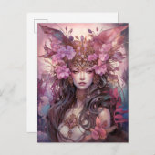 Pink Lila Fairy Queen Fantasy Art Postkarte (Vorne/Hinten)