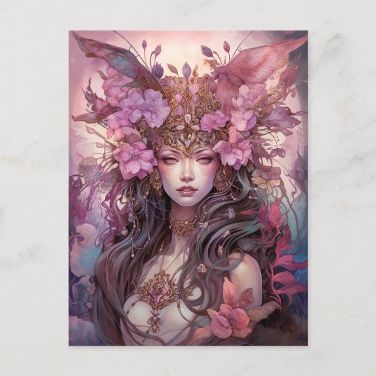 Pink Lila Fairy Queen Fantasy Art Postkarte (Vorderseite)