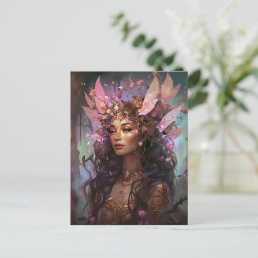 Pink Lila Fairy Queen Fantasy Art Postkarte (Stehend Vorderseite)