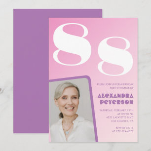 Pink-lila Farbverlauf Foto 88. Geburtstag Einladung
