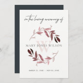 PINK LILA FAUNA BEILEID MEMORIVICE EINLADEN DANKESKARTE (Vorne/Hinten)