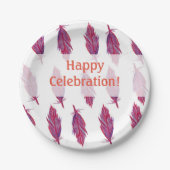 Pink Lila Feathers Happy Custom Paper Teller (Vorderseite)