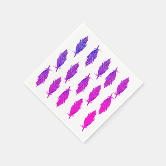 Pink Lila Feathers Napkins Serviette (Ecke)