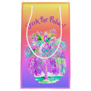 Pink Lila Flamingo Tropical Island Personalisiert Kleine Geschenktüte