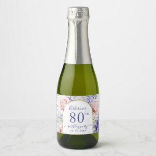 Pink Lila Floral 89. Geburtstagsparty Schaumweinetikett