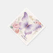 Pink Lila Floral Butterfly Girl Babydusche Serviette (Ecke)